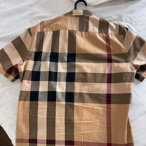 Short-sleeve Check Stretch Cotton Poplin Shirt